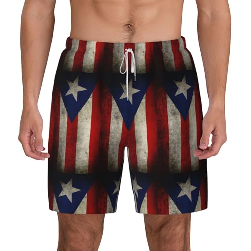 cchgnm Pantalones cortos de playa para hombre con estampado de bandera de Puerto Rico, trajes de baño divertidos, pantalones cortos de natación, para playa o actividades acuáticas., blanco, S