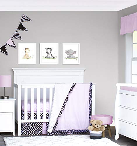 Baby Crib Bedding Set - Zebra Safari - Nursery Crib Bedding Sets For Girl Soft Quality Material With Vibrant Colors For A Dream Nursery Room - 4 Piece Baby Crib Set By Pam Grace #TOP21