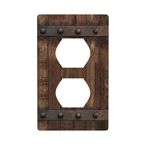 Rustic Farmhouse Brown Wood Print Outlet Covers Light Switch Cover Decorative Plastic Electrical Switch Plate Covers Wall Plates For Light Switches For Bathroom Bedroom Kitchen #TOP11