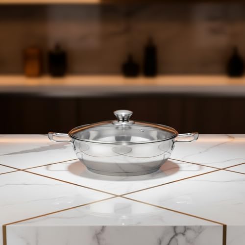 MAXSUN Stainless Steel Kadhai with Glass Lid 22 cm | Heavy Bottom Sandwich Base Deep Kadai | Induction & Gas Stove Compatible | Rust Resistant... - Image 7