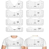 SSZYMAOYI Tシャツ 定規ガイド 8個セット 手作り定規 カーブ定規 縫製定規 子供服ソーイング PVC 透明 Tシャツ位置調整ツール T シャツ位置合わせツール 熱圧着 縫製 洋裁ドレスのパターン設計 裁縫 定規 手芸用品