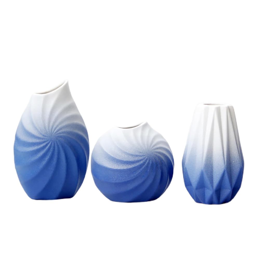 Ceramiczny wazon, gradient biały niebieski minimalistyczny dekoracja domu prostokątny kształt do suchych kwiatów roślin doniczkowych ślub dekoracja stołu nowoczesne wazony (A)