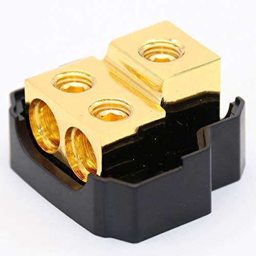 Magicsource Amp Copper Power Distribution Block 0/2/4 Gauge In 4/8 Gauge 2-Way Out For Car Audio Splitter Ground Distribution Connecting Block #TOP1