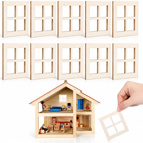 Fenetre bois miniature maison poupee POPETPOP lot de 10 mini meubles fenetres