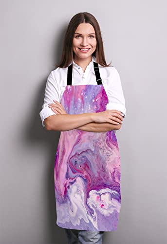 Wasach Purple Marble Pattern Apron,Adjustable Neck Bib for Men Women,Suitable for Kitchen Cooking Waitress Chef - Image 2