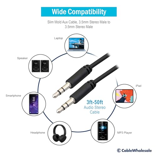 Cable aux 3.5mm estéreo macho a macho 3 pies negro miniatura 3