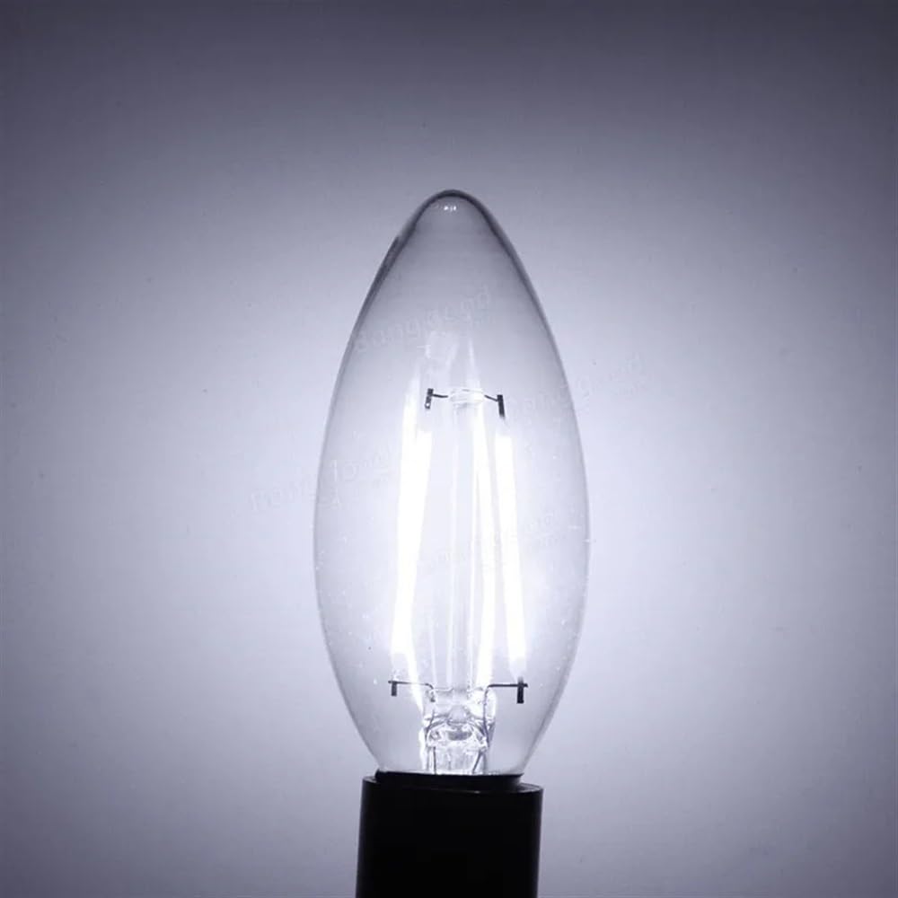 1fortunate Paquete de 20, bombilla de filamento LED AC220V 2W/4W E12/E14 lámpara de luz de vela LED iluminación interior de 360 ​​grados(Cold White 6000k,E14 4W)