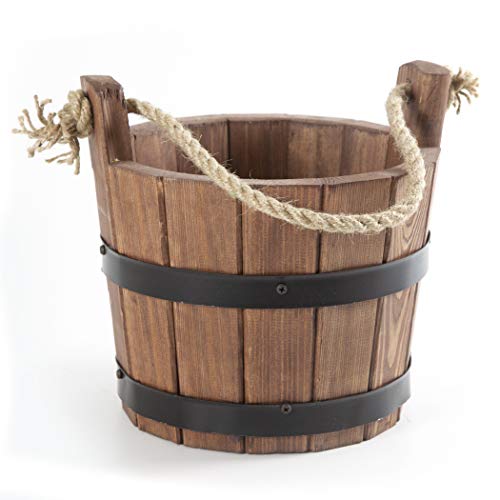 Holzfee Pflanzkübel Kiefer Rustikal Walnuss Ø 25 x H 20/25 cm