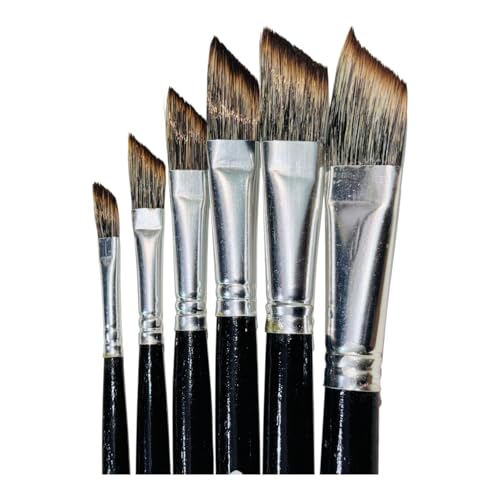 Image of Dagger Paint Brush for Artists | Synthetic Short Hair Brush for Acrylic, Oil & Watercolour Painting | Fine Detailing, Botanical & Artistry Brushes | Sizes 2, 4, 6, 8, 10, 12 (Set of 6)