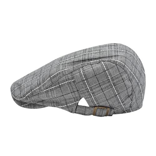 Image of ZLYC Men Cotton Flat Cap Summer Scally Ivy Gatsby Newsboy Beret Driver Cabbie Hunting Hat