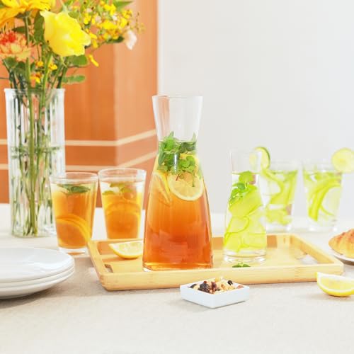 Restaurantware Glass Carafe - Vetri 1 Liter Beverage Serveware Carafe, Clear Glass Pitcher for Mimoza Bar - Water Bottle, Milk Container, Clear Beverage Containers by Restaurantware - Image 9