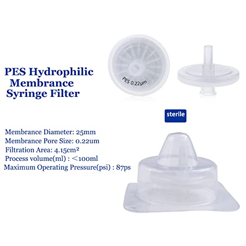 Image of Sterile Syringe Filter PES Hydrophilic Filtration 0.22 um Pore Size, 25 mm Membrane Diameter Sterile PES Membrane Individually Packed 20 /pk by Labfil