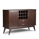 Simpli Home Draper Mid Century Sideboard Buffet & Wine Rack, Medium, Auburn Brown