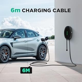 WISSENERGY Station de Recharge pour Véhicule Électrique 7,4KW Chargeur Mural, Câble de Charge Monophasé 32A 6M Type 2 avec Prise Standard IEC 62196-2, Utilisation Intérieure et Extérieure