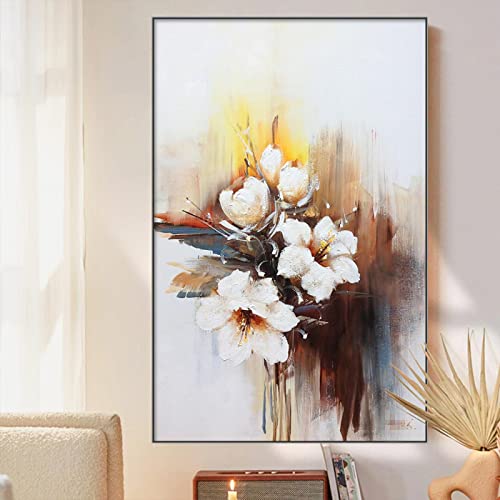 Fleurs peinture sur toile abstrait blanc pour créer une ambiance sereine et poétique chez vous