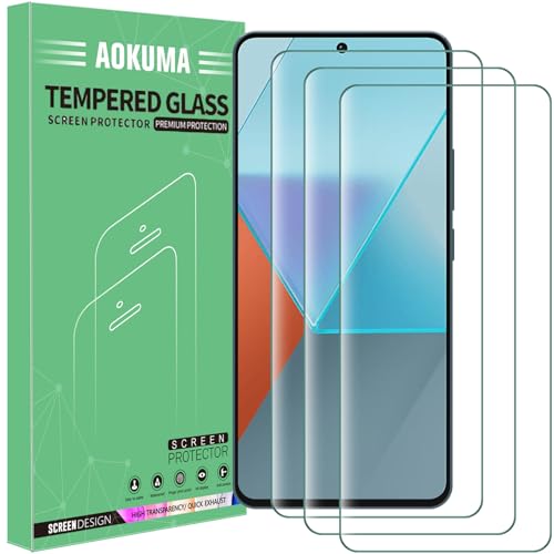 AOKUMA Tempered Glass for Xiaomi Redmi Note 13 Pro Screen Protector, [3 Pack] Premium Quality Guard Film, Case Friendly, Shatterproof, Shockproof, Scratchproof, Oilproof