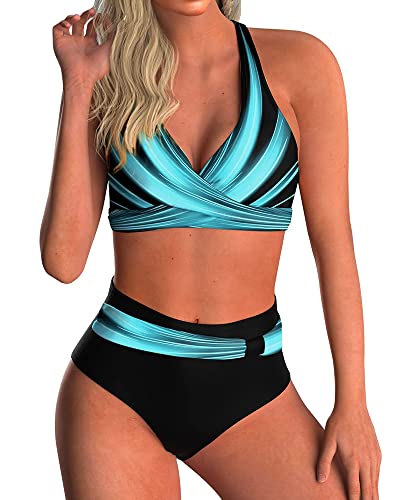 Zueauns Bikini Damen Bauchweg Große Brüste Badeanzug High Waist Push Up,...