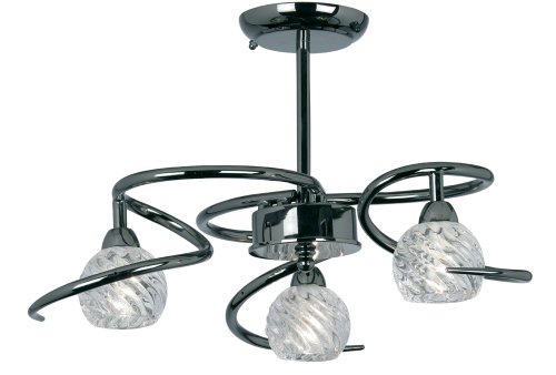 Plafonnier 3 lampes Heru noir miroir pour éclairer une pièce sombre