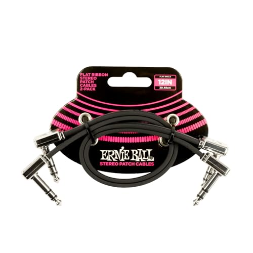 Image of Ernieball 6405 12 inch Flat Ribbon Stereo Patch Cable Black 2 Pack