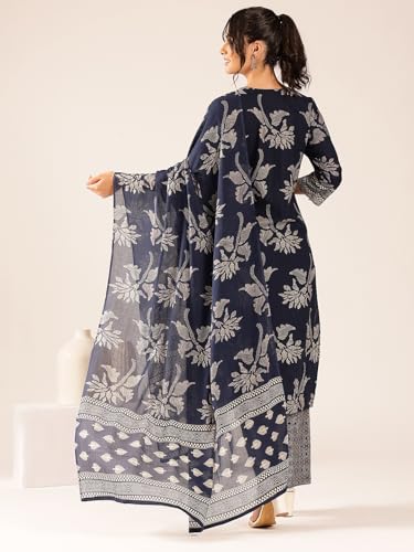 Image of Vbuyz Women Foil Print & Gota Patti Work Straight Cotton Salwar Suit | Straight Kurta Pant Dupatta | Kurta Set with Dupatta for Women | Suit Set | Ethnic Set | Printed Kurta Set