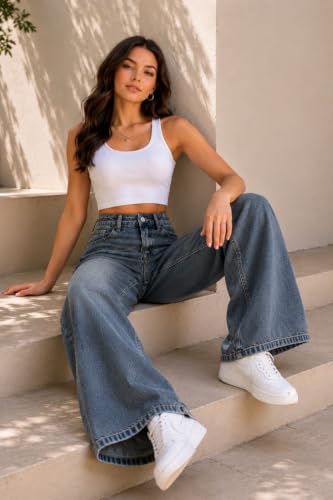 Image of ODDMONEKY Baggy Jeans for Women || Relaxed Fit Wide Leg High Rise Jeans for Women (Wjeans-8)