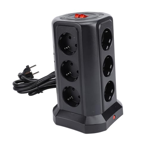 Regleta de torre vertical de ABS compacta con interruptor protector 4