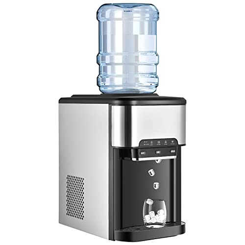 GOPLUS Machine à Glaçons 3 en 1 avec Glace, Eau Chaude et Froide, Distributeur d'Eau avec Réservoir 3 L,Capacité de Fabrication de Glace 18,1KG/24H,Machine...