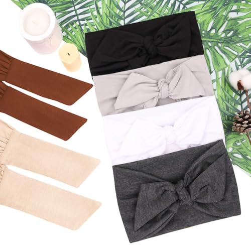 Image of 6 Pieces Adjustable Knotted Headbands for Women Elastic Fashionable Sports Hairbands Head Scarf Stretchy Wide Headbands Non Slip Workout Yoga Sport Headbands for Women