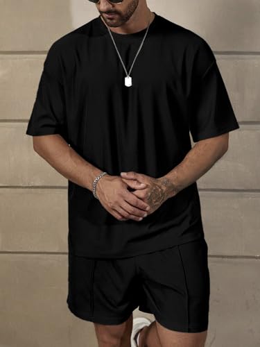 Image of Vogaan Men's T-Shirt and Shorts Set | Top & Shorts Night Suits Set | Night Wear for Men | Holiday Outfits for Men's