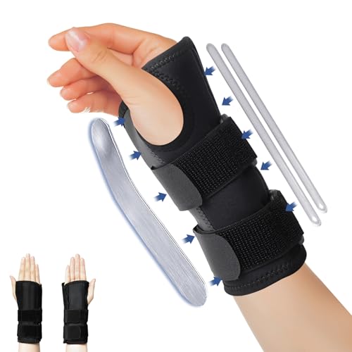 FANWINKJ Handgelenkstütze mit Metall Schiene, Verstellbare Atmungsaktive Handgelenkbandage für Karpaltunnel, Sehnenscheidenentzündung, Verstauchung, Arthritis