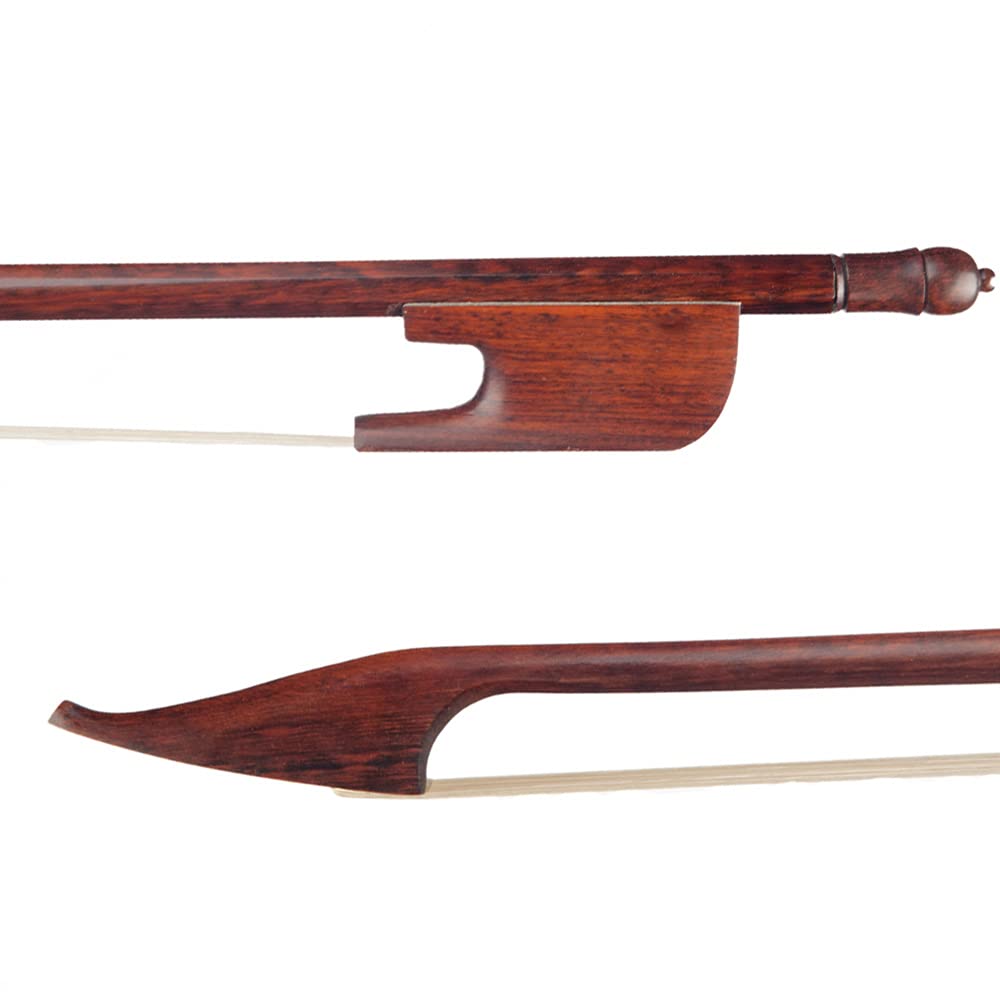 HUIOP Arco per violino 4/4 in stile barocco Bastone rotondo in legno di serpente Crine di cavallo bianco ben bilanciato,arco di violino in legno di serpente