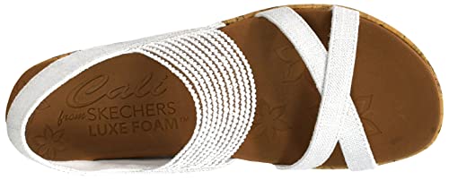 Skechers Women's Beverlee - High Tea Wedge Sandal, White, 9 M US