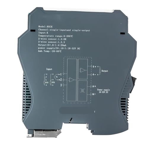 Transmisor de señal de temperatura de termopar tipo K de 0 a 1300 ℃ Convertidor de señal de temperatura TC de riel DIN de 35 mm Salida de 4 a 20 mA 0 a 10 V 0 a 5 V 1 pieza(1 in 2 out,OUTPUT 0-20MA_IN