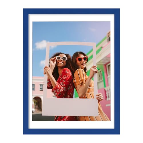 Vittanly 12x16インチ 写真フレーム プレミアム素材 飛散防止プレキシガラス付き 写真ディスプレイ 11x14インチ マット付き 12x16インチ マットなし 12x16インチ 壁掛け用ポスターフレーム ロイヤルブルー 1パック