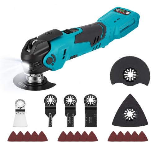 Image of Cordless Oscillating Tool for Makita 18V Battery,Brushless Multitool with 5 Variable Speeds to 22000 OPM,Oscillating Tool Kit with 21 Accessories for Removing,Scraping,Cutting(NO Battery)