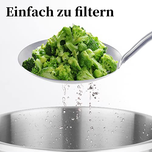 Foto von Newness Schaumlöffel 39.5 cm, Edelstahl, Schaumkelle Schöpflöffel mit Holzgriff, Spülmaschinengeeignet
