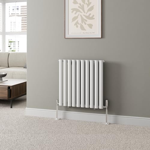 DuraTherm 600 x 600mm White Horizontal Designer Radiator Single Column Oval Tube Modern Central Heating Panel Bathroom Radiators