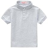 AIWUHE Toddler Girls' School Uniform Short Sleeve Boys Polo Shirt Pullover Tops Kids Golf Polo Shirts Summer Collared T-Shirt Gray 120 5-6Y