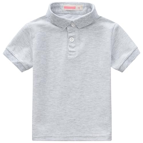 AIWUHE Toddler Girls' School Uniform Short Sleeve Boys Polo Shirt Pullover Tops Kids Golf Polo Shirts Summer Collared T-Shirt Gray 120 5-6Y