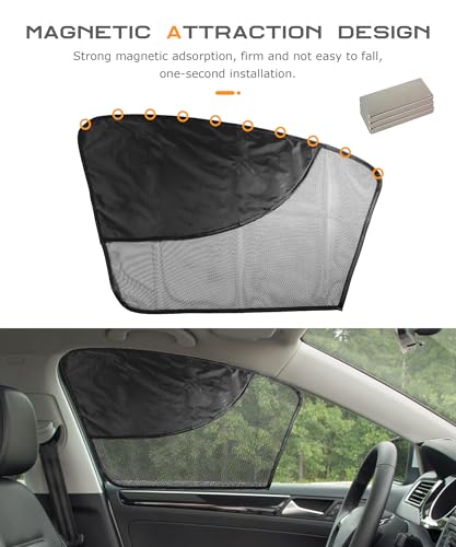 SCUARI 2PCS Car Window Shades,Side Window Sun Shade,Car Accessories Magnetic Double Layer Cars Windows Screen Mesh with Semi-Shading,Automotive Windows Sunshades,Fits Most Cars (Front Window)