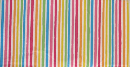 Mainstream Colorful Springtime Easter Brushed Lines Vinyl Flannel Back Tablecloth (60'' Round), White Background #TOP2