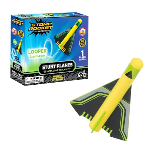 Stomp Rocket Stunt Airplane Refill, Looper Plane Launcher Toy for Kids - Airplane Toy Soars Over 100 Feet - Fun Outdoor Toys & Gift for Boys or Girls.