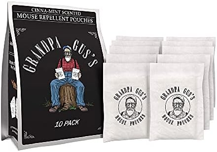 Grandpa Gus's Extra-Strength Mouse Repellent, Cinnamon/Peppermint Oils Repel Mice from Nesting & Freshen Air in Car/RV/Boat/Garage/Shed/Cabin, 1.75 Oz (10 Pouches)