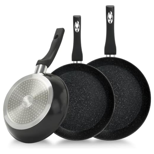 Juego de 3 sartenes Royalty Line con revestimiento de piedra – Black