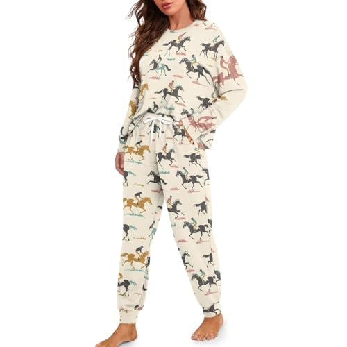 Image of Women's Pajamas Set Soft 2 Piece Loungewear Long Sleeve Pj Set Matching Sleepwear with Pockets for Women Plus Size