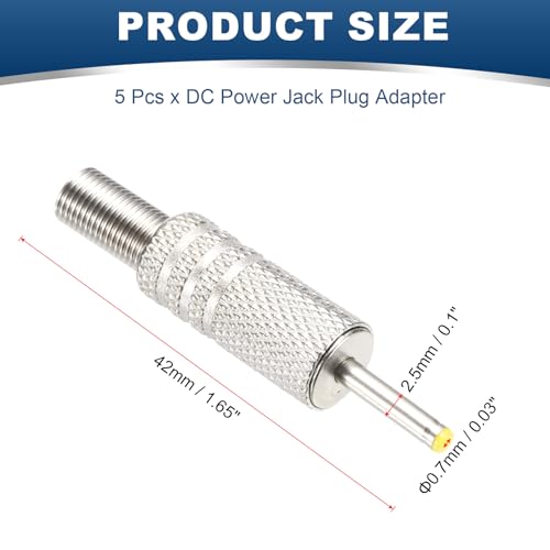 Adaptador DC macho 2.5mm x 0.7mm 5 piezas MECCANIXITY miniatura 2