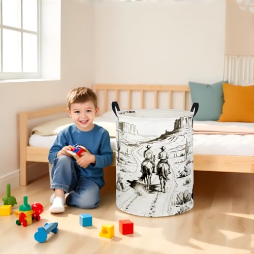 Image of Baby Laundry Hamper kids laundry Basket Waterproof Laundry Bag for Bedroom Clothes Organizer Room Decor(Cowboy)