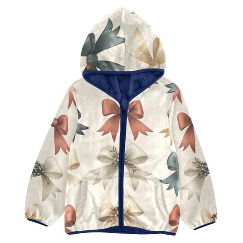 Christmas Ribbons Girls Fleece Jacket Girls Fall Jacket Girls Zip Up Hoodie Girls Sherpa Jacket 2-10T
