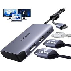 llano USB-C to Dual HDMI Adapter for Dual Monitors, HDMI Splitter with Dual 4K@60Hz Extended Display, 2K@144Hz@120Hz Support, 100W PD Charging, MST Hub for MacBook and Windows Laptop