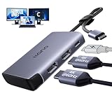 llano HDMI Splitter Extended Display for Dual Monitors,USB-C to Dual HDMI Adapter with 2 Port 4K@60Hz 2K@144Hz@120Hz Simultaneous Output & PD 100W, MST HDMI SplitExtend for MacBook Windows Laptop